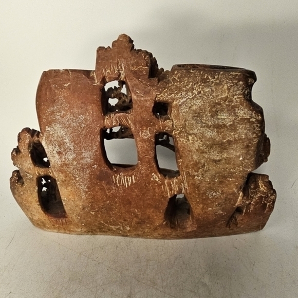 Vintage‎ soap stone hand carved brushpot - Picture 4 of 5